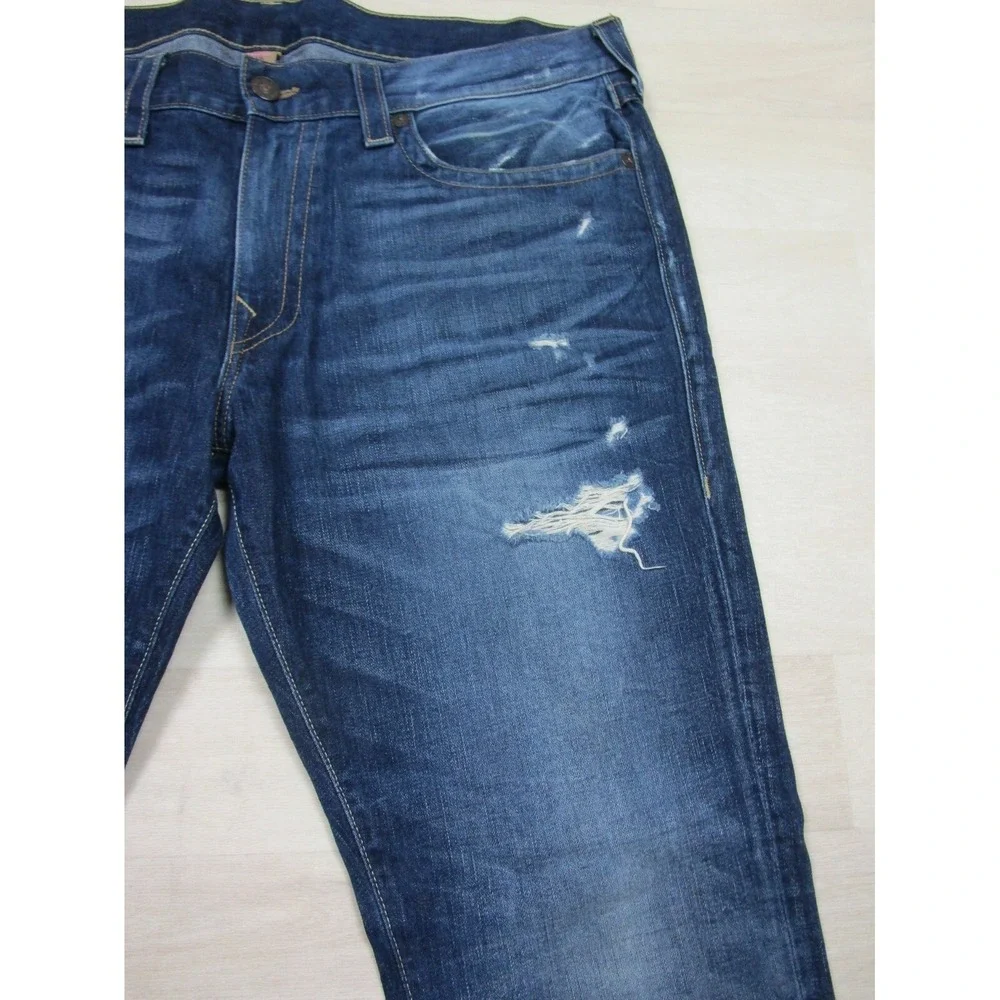 True Religion Men's Designer Jeans - Geno Relaxed Slim USA Black Size 42x34 Blue